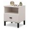 Comodino Bianco Crema un Cassetto 2 Ripiani 39x35x45h cm, Apertura Scorrevole - Ghadam
