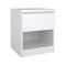 Comodino Bianco Lucido un Cassetto un Ripiano 40x40x50h cm, Apertura Scorrevole - Scolastica