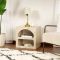 Comodino Bianco Marmo 3 Ripiani Sfumatura Colore Struttura Marmo 50x40x50h cm, Colore Ripiano Bianco - Nara