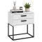Comodino Bianco Nero 2 Cassetti Apertura Scorrevole 60x39x65h cm, Chiusura Scorrevole - Lelabati