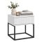 Comodino Bianco Nero un Cassetto Apertura Scorrevole 40x39x52h cm, Chiusura Scorrevole - Lelalaha