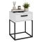 Comodino Bianco Nero un Cassetto Apertura Scorrevole 40x39x52h cm, Chiusura Scorrevole - Lelimapa
