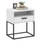 Comodino Bianco Nero un Ripiano un Cassetto 60x39x65h cm, Apertura Scorrevole - Leha
