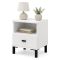 Comodino Bianco Opaco un Cassetto 2 Ripiani 39x35x45h cm, Apertura Scorrevole - Ghadam