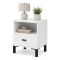Comodino Bianco Opaco un Cassetto 2 Ripiani 39x35x45h cm, Apertura Scorrevole - Jinja