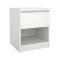 Comodino Bianco Opaco un Cassetto un Ripiano 40x40x50h cm, Apertura Scorrevole - Scolastica