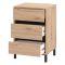 Comodino Marrone Nero un Ripiano 3 Cassetti 48x40x71h cm, Apertura Scorrevole - Combatte
