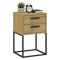 Comodino Marrone Rovere Nero 2 Cassetti Apertura Scorrevole 40x39x65h cm, Chiusura Scorrevole - Lelahama