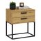 Comodino Marrone Rovere Nero 2 Cassetti Apertura Scorrevole 60x39x65h cm, Chiusura Scorrevole - Lelabati
