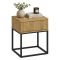 Comodino Marrone Rovere Nero un Cassetto Apertura Scorrevole 40x39x52h cm, Chiusura Scorrevole - Lelalaha
