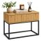 Comodino Marrone Rovere Nero un Cassetto Apertura Scorrevole 60x39x52h cm, Chiusura Scorrevole - Leletete