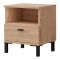 Comodino Marrone Rovere un Cassetto 2 Ripiani 39x35x45h cm, Apertura Scorrevole - Jinja