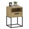 Comodino Marrone Rovere un Cassetto un Ripiano 40x39x65h cm, Apertura Scorrevole - Lehadasa