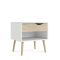 Comodino moderno bianco e quercia 50x39x49h cm - Lucina