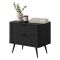 Comodino Nero 2 Cassetti un Ripiano 63x38x55h cm, Apertura Scorrevole - Baari