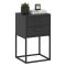 Comodino Nero Antracite 2 Cassetti Apertura Scorrevole 40x39x65h cm, Chiusura Scorrevole - Lelahama