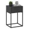 Comodino Nero Antracite un Cassetto Apertura Scorrevole 40x39x52h cm, Chiusura Scorrevole - Lelimapa