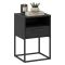 Comodino Nero Antracite un Cassetto un Ripiano 40x39x65h cm, Apertura Scorrevole - Lehadasa