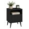 Comodino Nero Antracite un Ripiano un Cassetto 47x40x61h cm, Apertura Scorrevole - Ledareno