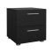 Comodino Nero Effetto Legno 2 Cassetti un Ripiano 40x40x42h cm, Apertura Scorrevole - Apolla