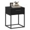Comodino Nero un Cassetto Apertura Scorrevole 40x39x52h cm, Chiusura Scorrevole - Lelimapa