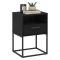 Comodino Nero un Cassetto un Ripiano 40x39x65h cm, Apertura Scorrevole - Lehadasa