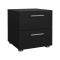 Comodino Nero un Ripiano 2 Cassetti 40x40x42h cm, Apertura Scorrevole - Apolla