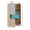 Credenza alta bianca e rovere 81x43x137h cm 3 ante e 1 cassetto - Archimede