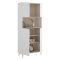 Credenza alta bianca e rovere porta microonde 80x40x191h cm 4 ante - Acura