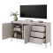Credenza Beige 3 Cassetti 2 Ripiani 154x40x81h cm, Apertura Battente, Scorrevole - Hatomo