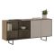 Credenza Beige Marrone Noce 3 Ripiani Apertura Battente 200x40x87h cm, 4 Ante - Malnate