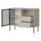 Credenza Beige Nero 2 Cassetti 2 Ripiani 100x40x80h cm, Apertura Battente, Scorrevole - Caravino
