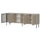 Credenza Beige Nero 4 Ripiani Apertura Battente 200x40x75h cm, 4 Ante - Pizzo