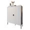 Credenza Beige Nero Cassetti 4 Ripiani 104x40x129h cm, Apertura Battente - Wallis