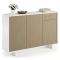 Credenza bianca e beige 134x35x87h cm 3 ante e 1 cassetto - Arius