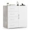 Credenza bianca e cemento 90x41x87h cm 1 anta e 4 cassetti - Aracnida