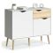 Credenza bianca e quercia 98x39x81h cm 2 ante e 1 cassetto - Audit