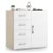 Credenza bianca e rovere 90x41x87h cm 1 anta e 4 cassetti - Aracnida