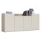 Credenza Bianco Cashmere Marrone Rovere Chiaro 6 Ripiani Apertura Battente 160x35x70h cm, 4 Ante Made in Italy - Swink