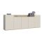 Credenza Bianco Cashmere Marrone Rovere Chiaro 7 Ripiani Apertura Battente 200x35x70h cm, 5 Ante Made in Italy - Cordele
