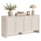 Credenza Bianco Crema 2 Ripiani 4 Ante 180x45x80h cm, 6 Vani - Nomesi