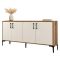 Credenza Bianco Crema Marrone Noce 2 Ripiani 4 Ante 160x35x78h cm, 4 Vani - Sinopoli