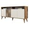 Credenza Bianco Crema Marrone Noce 2 Ripiani 4 Ante 160x35x78h cm, 6 Vani - Thuile