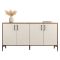 Credenza Bianco Crema Marrone Noce 2 Ripiani 4 Ante 180x35x78h cm, 4 Vani - Pollein