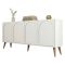 Credenza Bianco Crema Marrone Noce 2 Ripiani 4 Ante 180x35x81h cm, 4 Vani - Niscemi