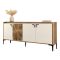 Credenza Bianco Crema Marrone Noce 2 Ripiani 4 Vani 180x35x78h cm, 4 Ante - Elini