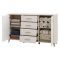 Credenza Bianco Crema Marrone Rovere Nodi 2 Ripiani 4 Cassetti 154x40x90.5h cm, 2 Ante - Illorai