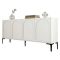 Credenza Bianco Crema Nero 2 Ripiani 4 Vani 180x35x79h cm, 4 Ante - Torno