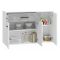 Credenza Bianco Grigio Cemento un Cassetto 2 Ripiani 119x33x80.5h cm, Apertura Battente e Scorrevole - Sanza