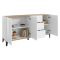 Credenza bianco lucida e acero 160x40x82h cm 3 ante e 3 cassetti - Abic